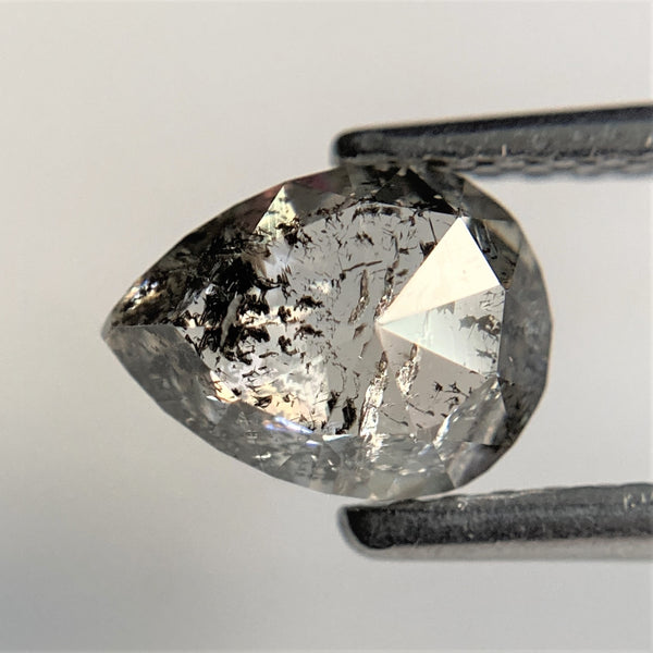 1.18 Ct Pear Shape natural loose diamond salt and pepper, 7.21 mm x 5.39 mm x 3.31 mm Brilliant cut pear shape natural diamond SJ93/25