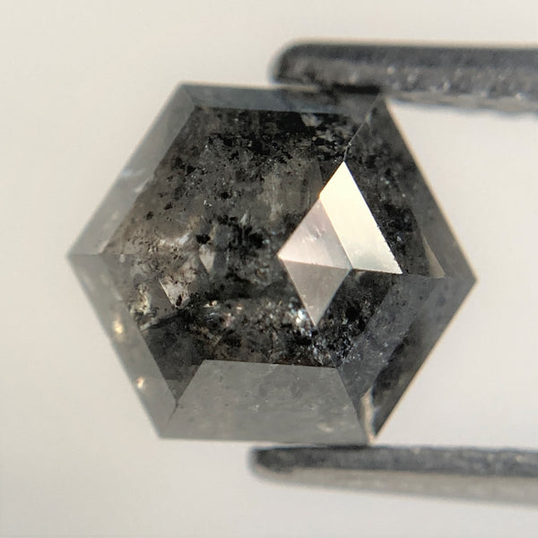 2.02 Ct Black Gray Hexagon Shape Natural Loose Diamond, 7.79 mm x 6.83 mm x 4.22 mm Black Gray Hexagon Cut loose diamond SJ91/82