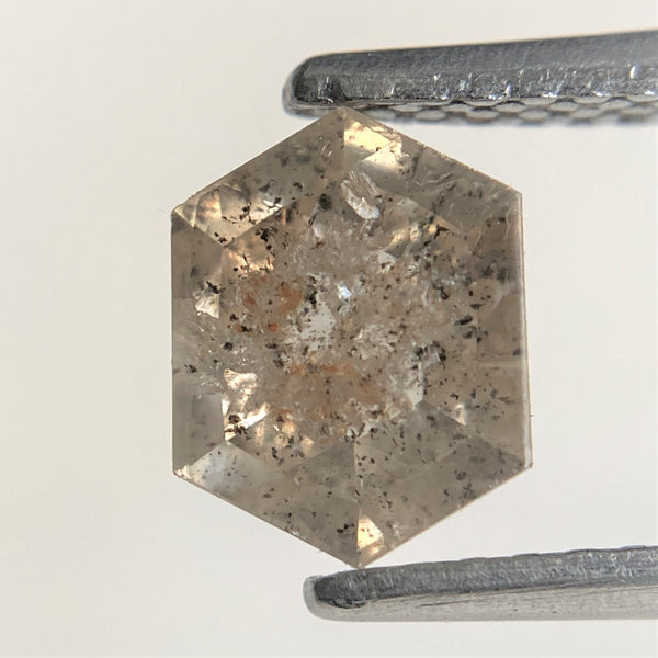0.98 Ct Black Gray Hexagon Shape Natural Loose Diamond, 7.05 mm x 5.44 mm x 2.86 mm Black Gray Hexagon Cut loose diamond SJ91/84