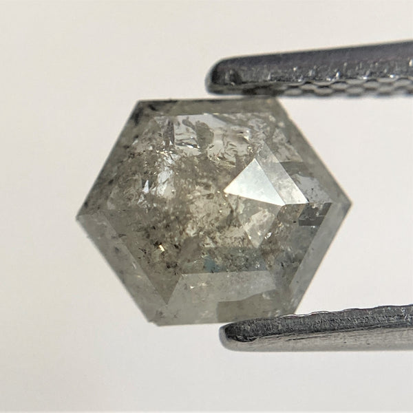 0.79 Ct Black Gray Hexagon Shape Natural Loose Diamond, 7.23 mm x 5.92 mm x 2.35 mm Black Gray Hexagon Cut loose diamond SJ91/86