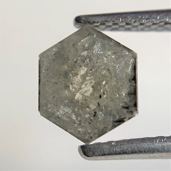 0.79 Ct Black Gray Hexagon Shape Natural Loose Diamond, 7.23 mm x 5.92 mm x 2.35 mm Black Gray Hexagon Cut loose diamond SJ91/86