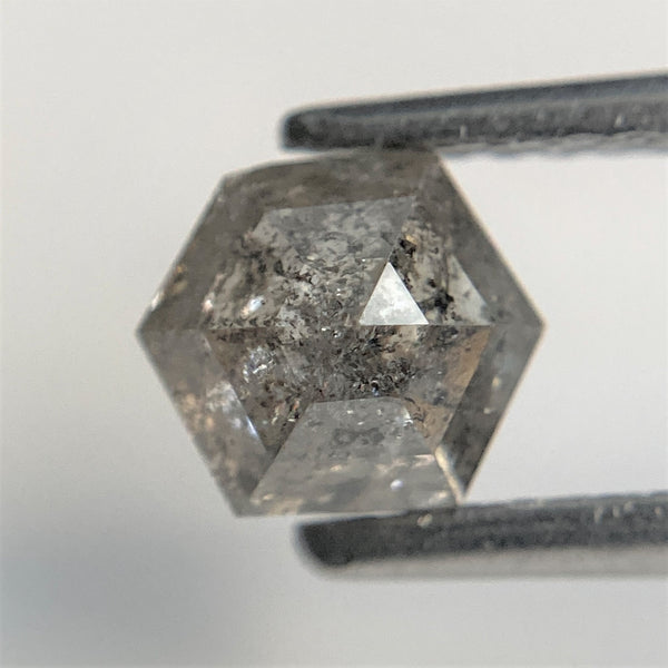 0.97 Ct Black Gray Hexagon Shape Natural Loose Diamond, 6.06 mm x 5.70 mm x 3.73 mm Black Gray Hexagon Cut loose diamond SJ91/87
