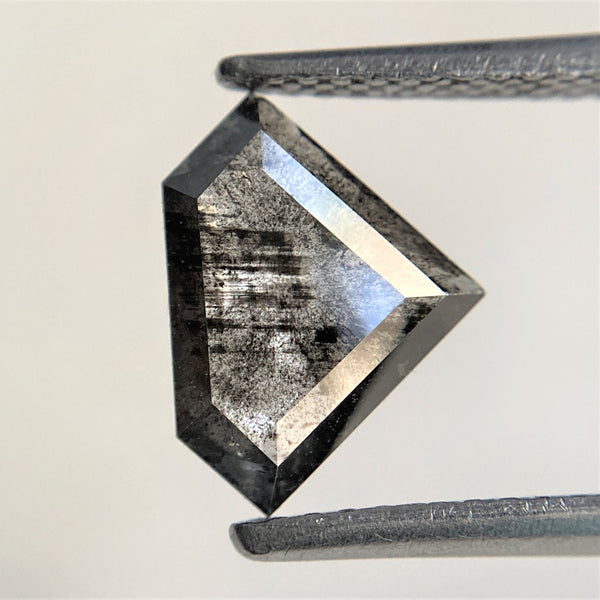 0.95 Ct Shield shape Natural Loose Diamond Black Salt and Pepper,7.60 mm x 10.07 mm x 1.47 mm Fancy Black Shield Shape Loose Diamond SJ91/88