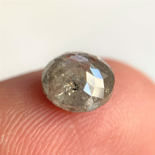 1.82 Ct Round Rose Cut Natural Diamond, 7.82 mm x 3.84 mm Fancy Grey Color Rose Cut Flat Base Natural Diamond SJ91/93