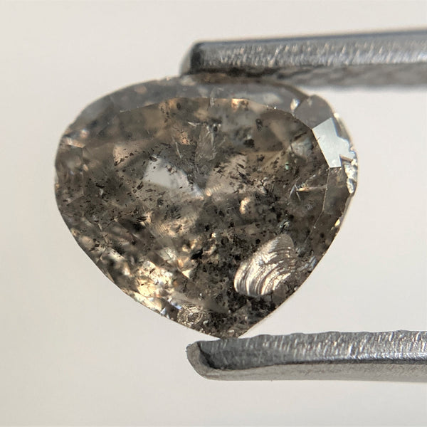 1.51 Ct Pear Shape Fancy Grey rose cut Natural Loose Diamond, 6.37 mm x 7.15 mm x 3.96 mm Heart Shape Natural Loose Diamond SJ91/101