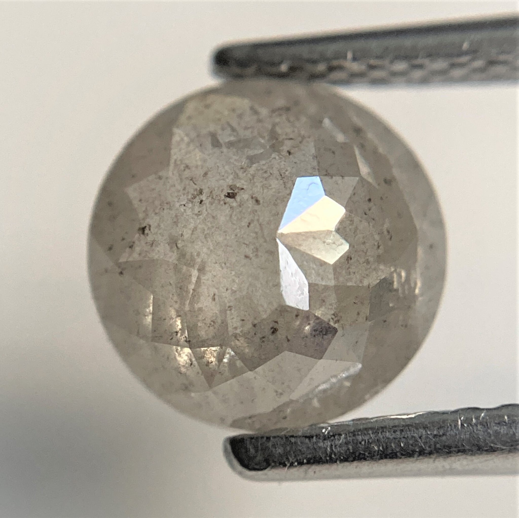1.38 Ct Round Rose Cut Natural Diamond, 7.08 mm x 3.26 mm Fancy Grey Color Rose Cut Flat Base Natural Diamond SJ92/22