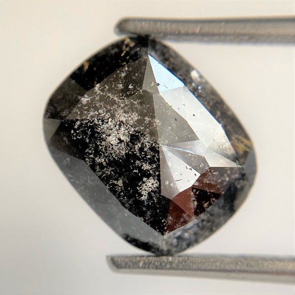 3.28 Ct Natural Loose Diamond Rose Cut Oval Shape Salt and Pepper 10.97 mm x 8.79 mm x 3.31 mm Grey Black Natural Loose Diamond SJ90/05