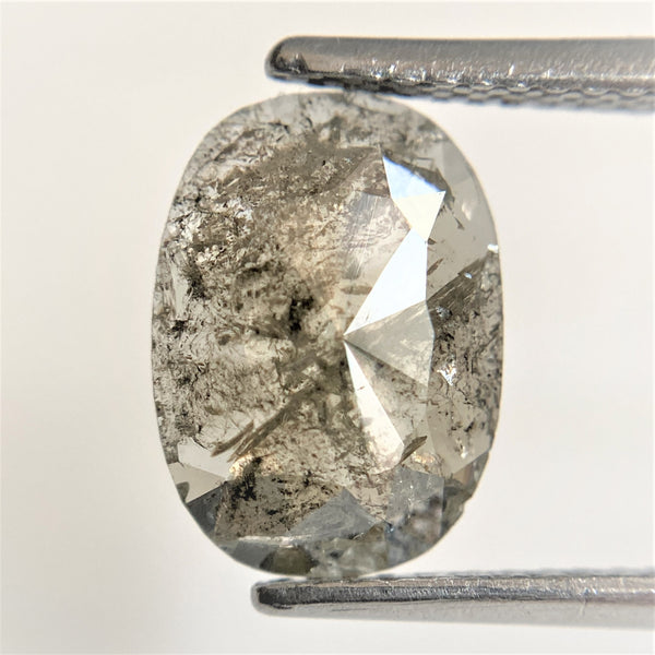1.85 Ct Oval Shape Gray Natural Loose Diamond 10.75 mm x 7.85 mm x 2.23 mm Oval Shape Rose Cut Natural Loose Diamond SJ90/07