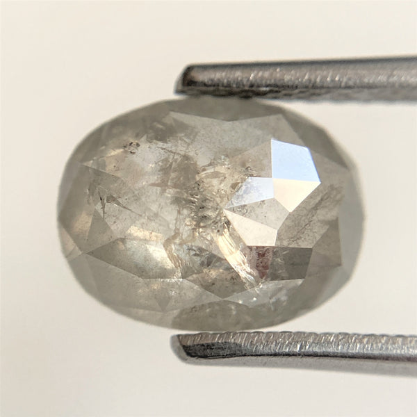 1.76 Ct Natural Loose Diamond Oval Shape Black Grey Rose cut 9.22 mm x 6.97 mm x 2.98 mm Size Rustic Natural Loose Diamond SJ90/14