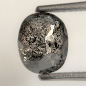 2.28 Ct Natural Loose Diamond Oval Shape Black Grey Rose cut 8.63 mm x 7.16 mm x 4.19 mm Size Rustic Natural Loose Diamond SJ90/15