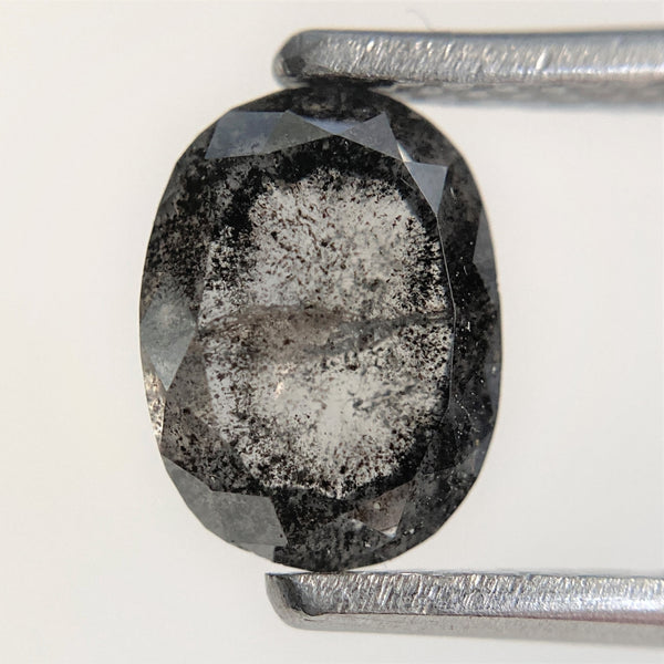 1.53 Ct Oval Shape Dark Grey Transparent Rosecut Natural Diamond, 7.90 mm x 5.88 mm x 3.32 mm Size Rustic Natural Loose Diamond SJ90/21