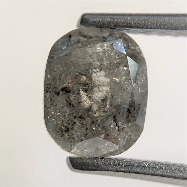 1.68 Ct Oval Shape Dark Grey Transparent Rosecut Natural Diamond, 7.34 mm x 5.93 mm x 3.93 mm Size Rustic Natural Loose Diamond SJ90/22