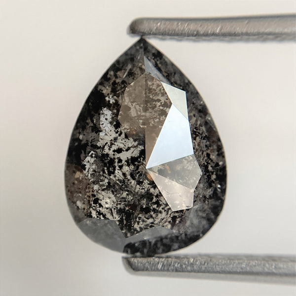 1.95 Ct Pear Shape Natural Gray Color Loose Diamond 10.27 mm x 7.66 mm x 2.86 mm, Grey Rose Cut Pear Natural Loose Diamond SJ90/33