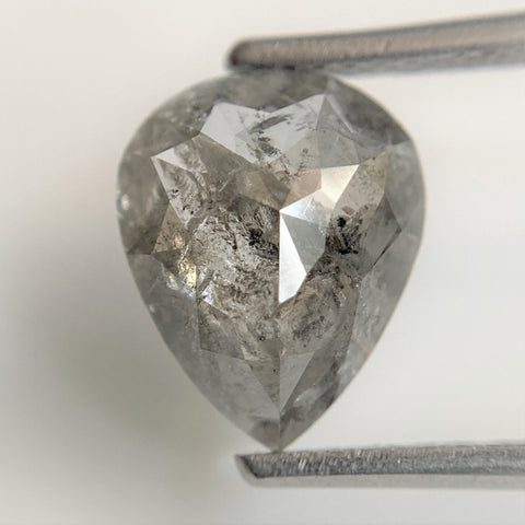 2.34 Ct Pear Shape Natural Gray Color Loose Diamond 10.05 mm x 8.11 mm x 3.55 mm, Grey Rose Cut Pear Natural Loose Diamond SJ90/34