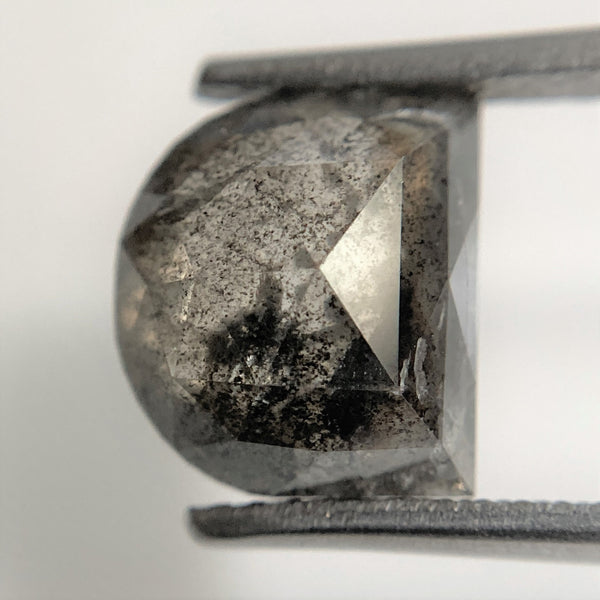 3.31 Ct Natural Loose Diamond Halfmoon Salt and Pepper 8.87 mm x 7.83 mm x 4.50 mm, D-Shape Rose Cut Natural Loose Diamond SJ90/51