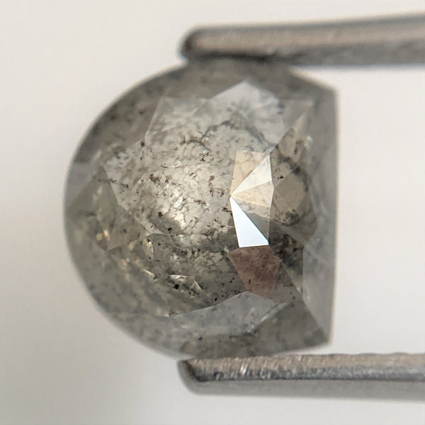 2.19 Ct Natural Loose Diamond Halfmoon Salt and Pepper 8.35 mm x 7.42 mm x 3.72 mm Flat-Base D-Shape Rose Cut Natural Loose Diamond SJ90/55