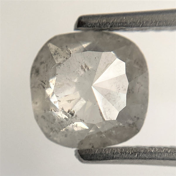 1.29 Ct Salt and Pepper Rose Cut Cushion Shape Natural Loose Diamond, 7.08 mm x 6.94 mm x 2.89 mm Natural Diamond for Jewelry SJ93/09