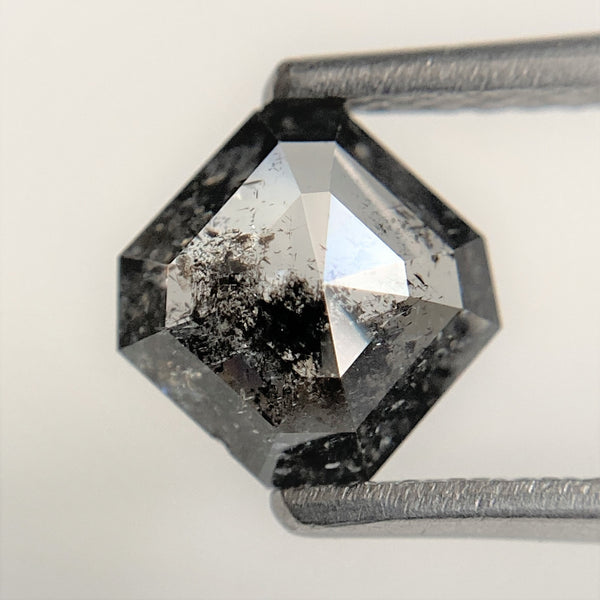 0.92 Ct Dark Grey Color Emerald Shape Natural Loose Diamond, 6.07 mm x 6.04 mm x 2.44 mm Rustic natural Loose Diamond for Jewelry SJ93/33