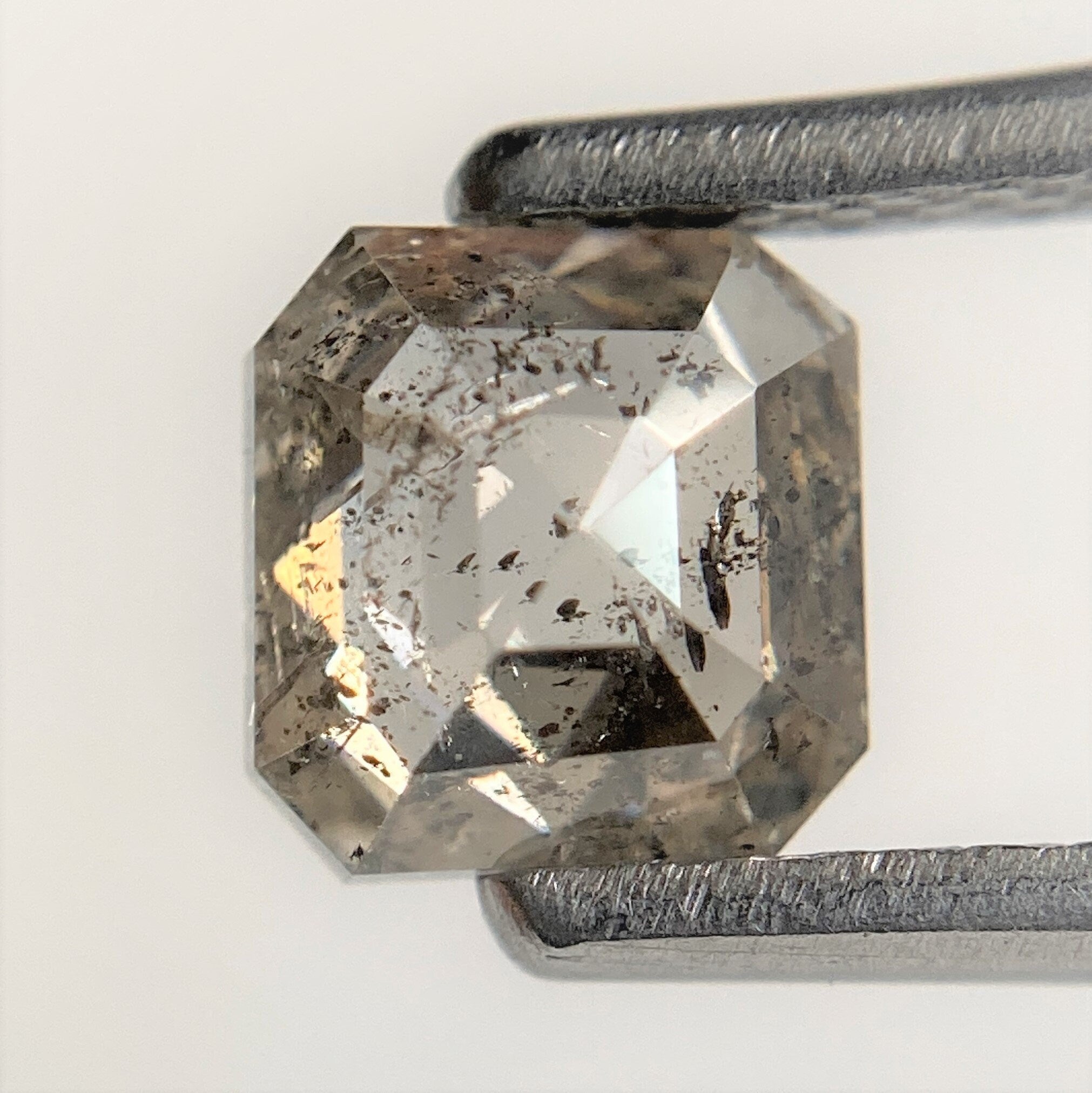 0.86 Ct Natural Dark Gray Emerald Shape Natural Loose Diamond, 5.39 mm x 5.14 mm x 2.91 mm Beautiful sparkling Natural Diamond SJ93/37