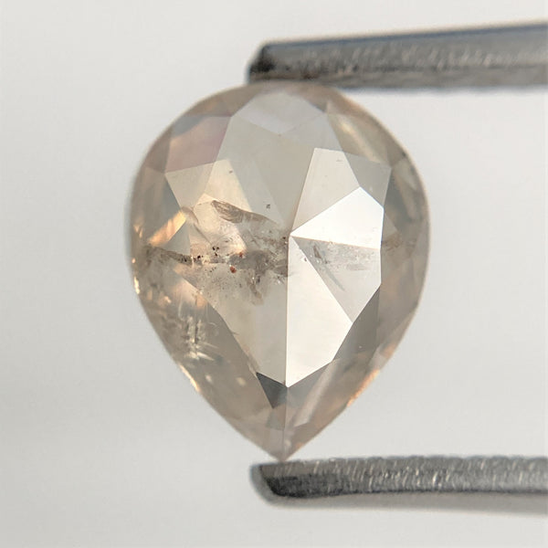 1.39 Ct 7.75 mm x 6.19 mm x 3.20 mm Pear Shape Fancy Grey Salt & Pepper Rose Cut Loose Diamond, Natural Faceted Diamond, SJ93/42