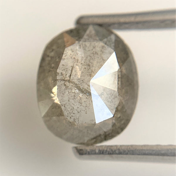 1.54 Ct Oval Shape Grey Color Natural Loose Diamond Flat Base, 8.37 mm x 7.05 mm x 2.77 mm Oval Shape Rose Cut Natural Loose Diamond SJ93/53