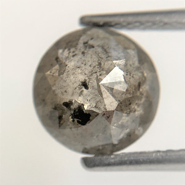 1.98 Ct Round Rose Cut Natural Diamond, 8.29 mm x 3.41 mm Fancy Grey Color Rose Cut Flat Base Natural Diamond SJ92/18