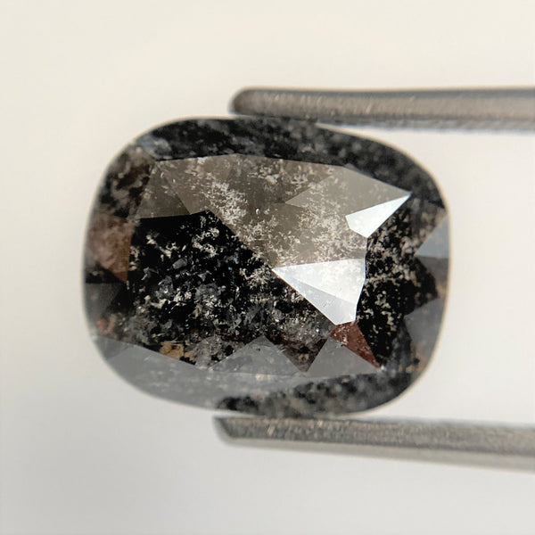 3.28 Ct Natural Loose Diamond Rose Cut Oval Shape Salt and Pepper 10.97 mm x 8.79 mm x 3.31 mm Grey Black Natural Loose Diamond SJ90/05