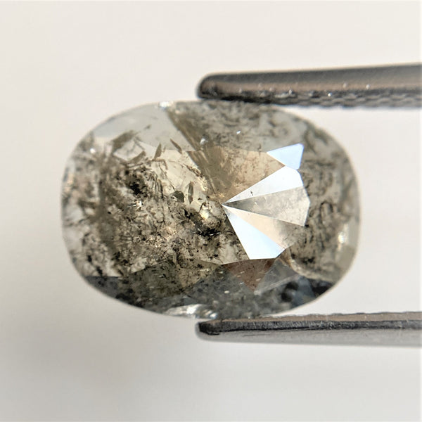 1.85 Ct Oval Shape Gray Natural Loose Diamond 10.75 mm x 7.85 mm x 2.23 mm Oval Shape Rose Cut Natural Loose Diamond SJ90/07