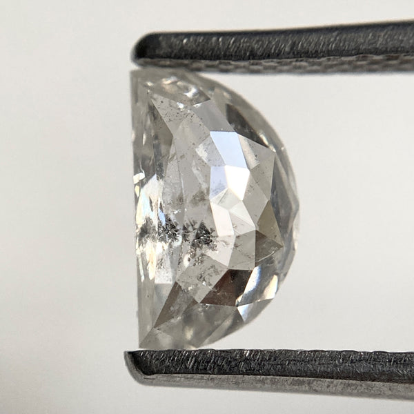 0.86 Ct Natural Loose Diamond Half moon Salt and Pepper 7.58 mm x 4.46 mm x 2.60 mm Flat-Base D-Shape Rose Cut Natural Loose Diamond SJ93/76