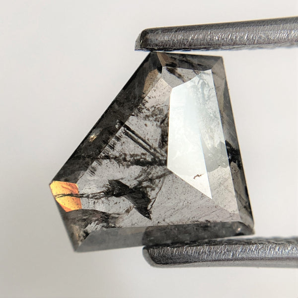 1.02 Ct Salt and Pepper Shield Shape Natural Loose diamond, 8.25 mm x 10.27 mm x 1.68 mm salt and pepper conflict free diamond SJ93/80