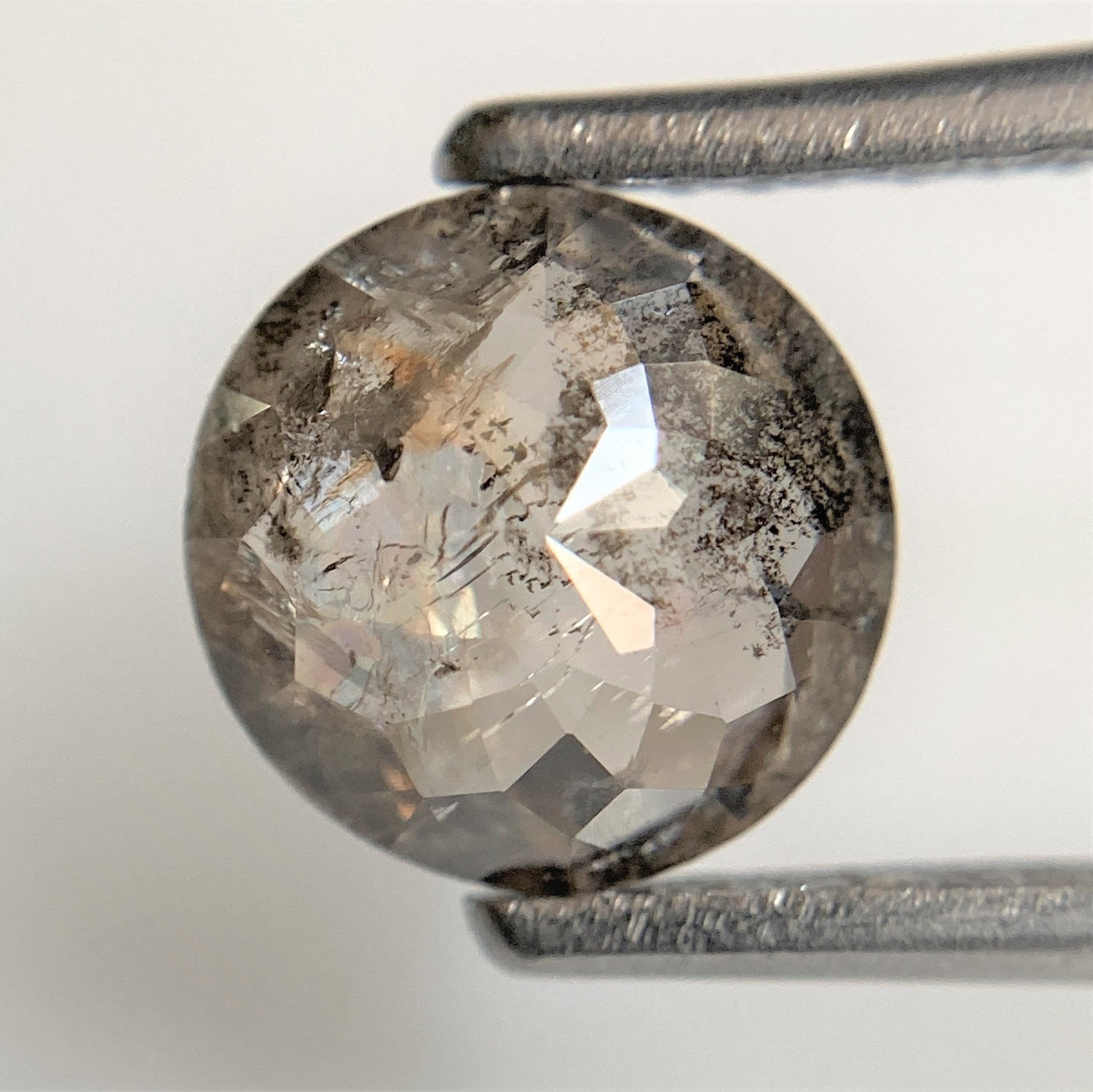 1.52 Ct Grey round rose cut rustic natural diamond, 7.34 mm x 3.16 mm Grey color rose cut natural diamond SJ93/84
