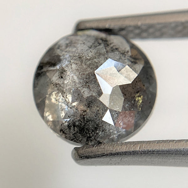 1.51 Ct Natural Loose Diamond Round Rose Cut Black Grey Color 6.90 mm x 3.50 mm Round Shape Rose Cut Natural Diamond  SJ93/85