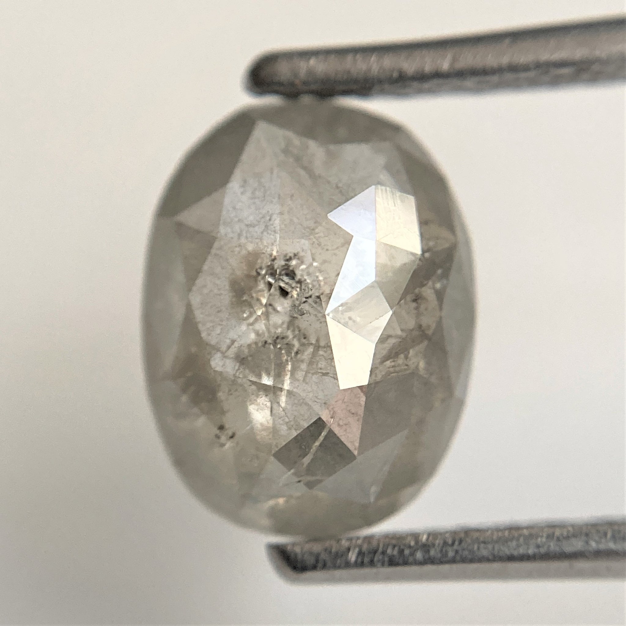 1.76 Ct Natural Loose Diamond Oval Shape Black Grey Rose cut 9.22 mm x 6.97 mm x 2.98 mm Size Rustic Natural Loose Diamond SJ90/14