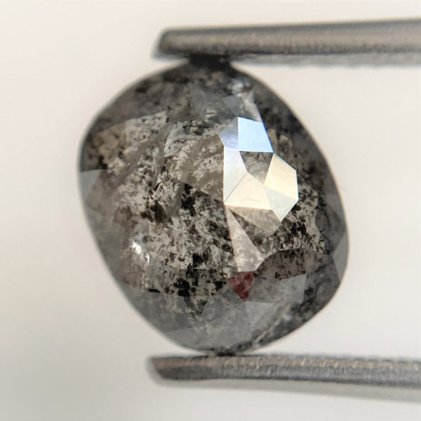 2.28 Ct Natural Loose Diamond Oval Shape Black Grey Rose cut 8.63 mm x 7.16 mm x 4.19 mm Size Rustic Natural Loose Diamond SJ90/15