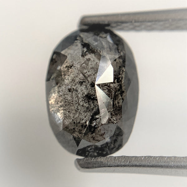 1.79 Ct Natural Loose Diamond Oval Shape Black Grey Rose cut 8.62 mm x 7.39 mm x 3.77 mm Size Rustic Natural Loose Diamond SJ90/16
