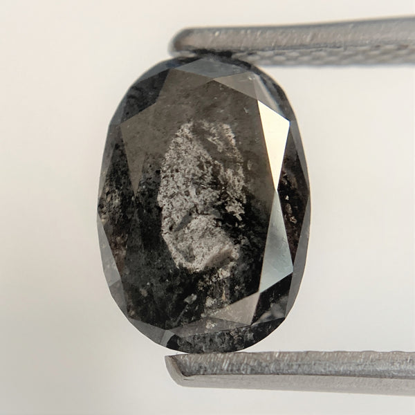 1.79 Ct Natural Loose Diamond Oval Shape Black Grey Rose cut 8.62 mm x 7.39 mm x 3.77 mm Size Rustic Natural Loose Diamond SJ90/16
