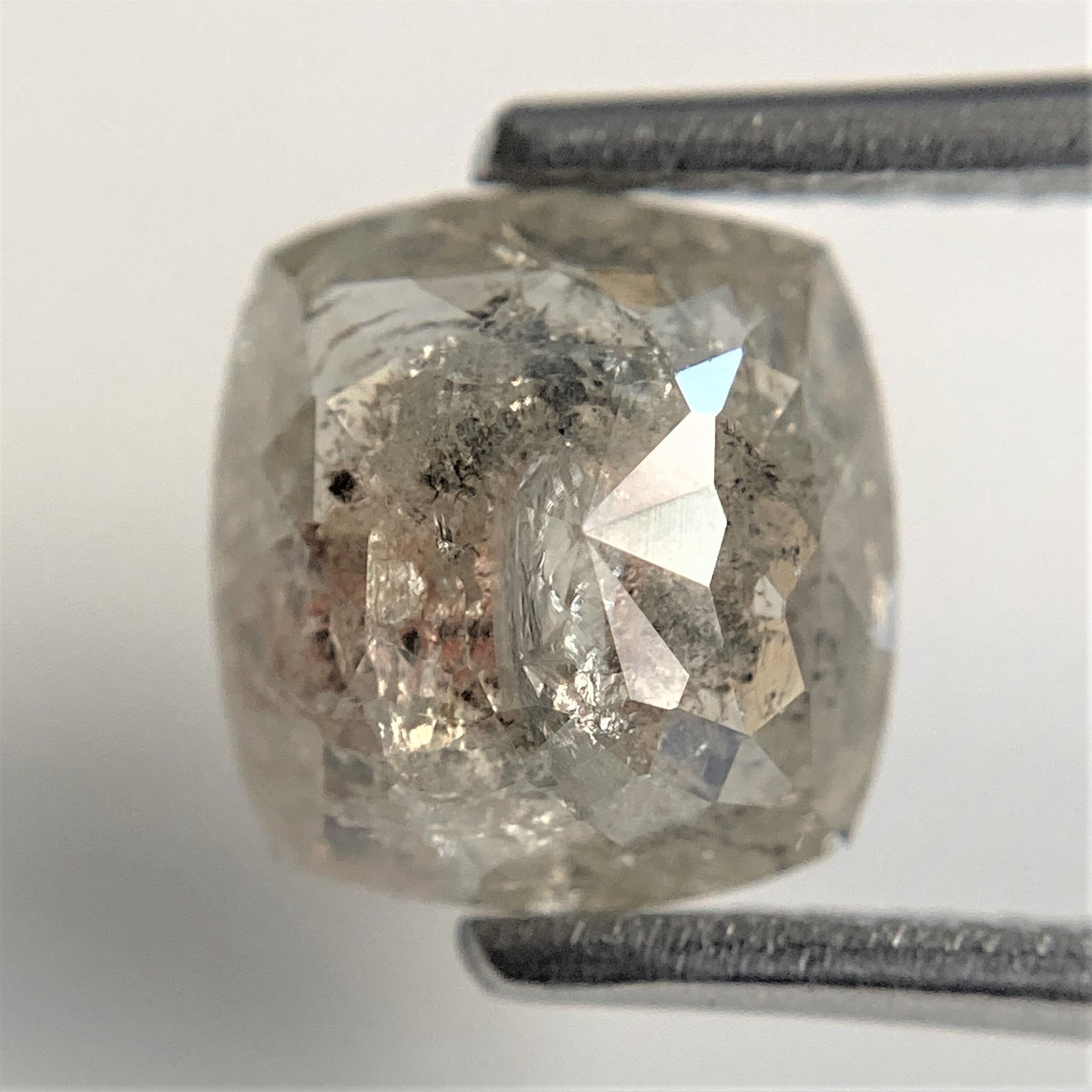 1.76 Ct Oval Shape Dark Grey Transparent Rosecut Natural Diamond, 7.56 mm x 7.20 mm x 3.37 mm Size Rustic Natural Loose Diamond SJ90/20