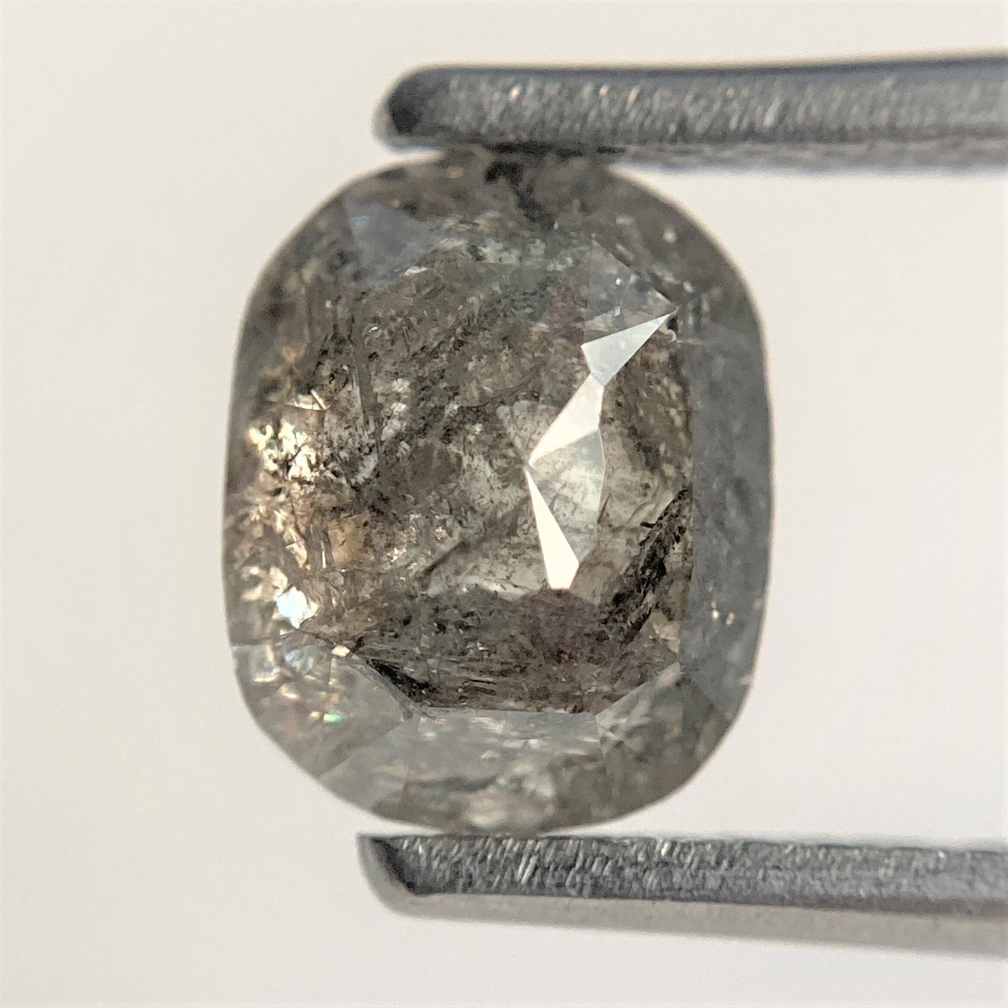 1.68 Ct Oval Shape Dark Grey Transparent Rosecut Natural Diamond, 7.34 mm x 5.93 mm x 3.93 mm Size Rustic Natural Loose Diamond SJ90/22