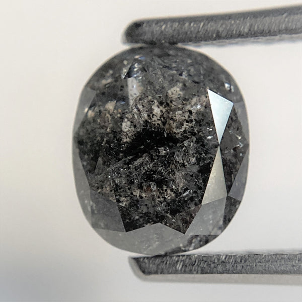 1.57 Ct Oval Shape Dark Grey Transparent Rosecut Natural Diamond, 7.01 mm x 5.91 mm x 3.67 mm Size Rustic Natural Loose Diamond SJ90/23