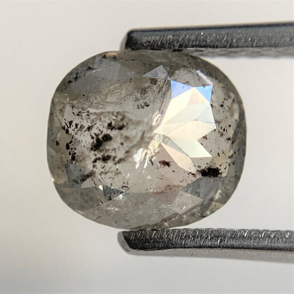 1.38 Ct Oval Shape Dark Grey Transparent Rosecut Natural Diamond, 7.17 mm x 6.49 mm x 3.25 mm Size Rustic Natural Loose Diamond SJ90/24