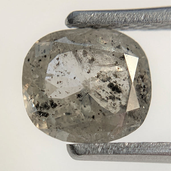 1.38 Ct Oval Shape Dark Grey Transparent Rosecut Natural Diamond, 7.17 mm x 6.49 mm x 3.25 mm Size Rustic Natural Loose Diamond SJ90/24