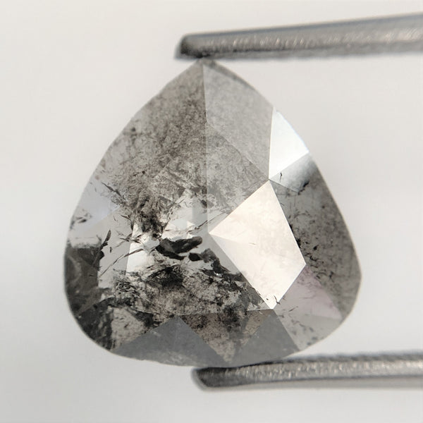 Pear Cut Loose Natural Diamond 3.40 Ct Dark Grey Color 11.55 mm x 11.11 mm x 2.88 mm, Grey Rose Cut Pear Natural Loose Diamond SJ90/25