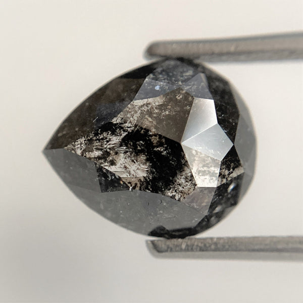 Pear Cut Loose Natural Diamond 2.52 Ct Dark Grey Color 10.03 mm x 8.48 mm x 3.66 mm, Grey Rose Cut Pear Natural Loose Diamond SJ90/29