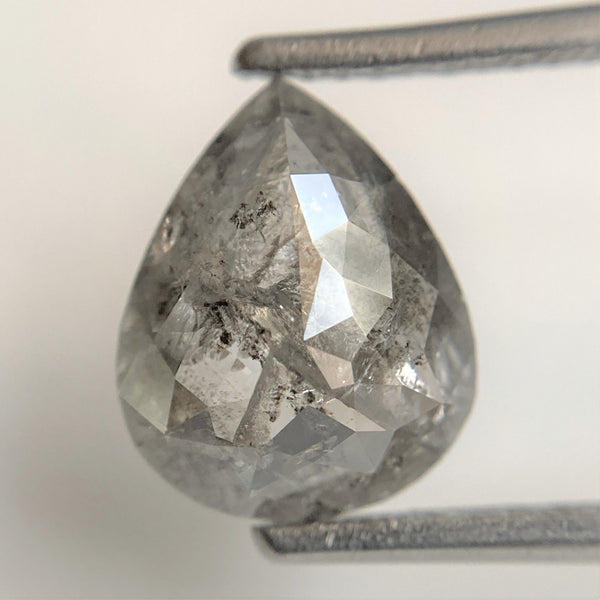 2.34 Ct Pear Shape Natural Gray Color Loose Diamond 10.05 mm x 8.11 mm x 3.55 mm, Grey Rose Cut Pear Natural Loose Diamond SJ90/34