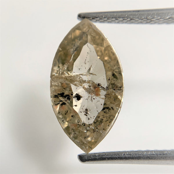 2.45 Ct Marquise Shaped Natural Rose Cut Loose Diamond, 13.74 mm x 7.69 mm x 2.90 mm Fancy Brownish Gray Rose Cut Loose Diamond SJ90/47