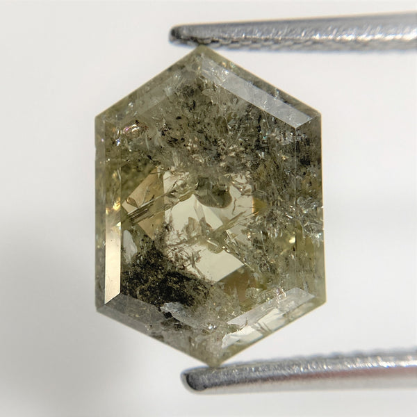 4.85 Ct Yellowish Grey Color Hexagon Cut Natural Loose Diamond, 12.51 mm x 8.85 mm x 4.66 mm Rustic Natural Loose Diamond for ring SJ90/48