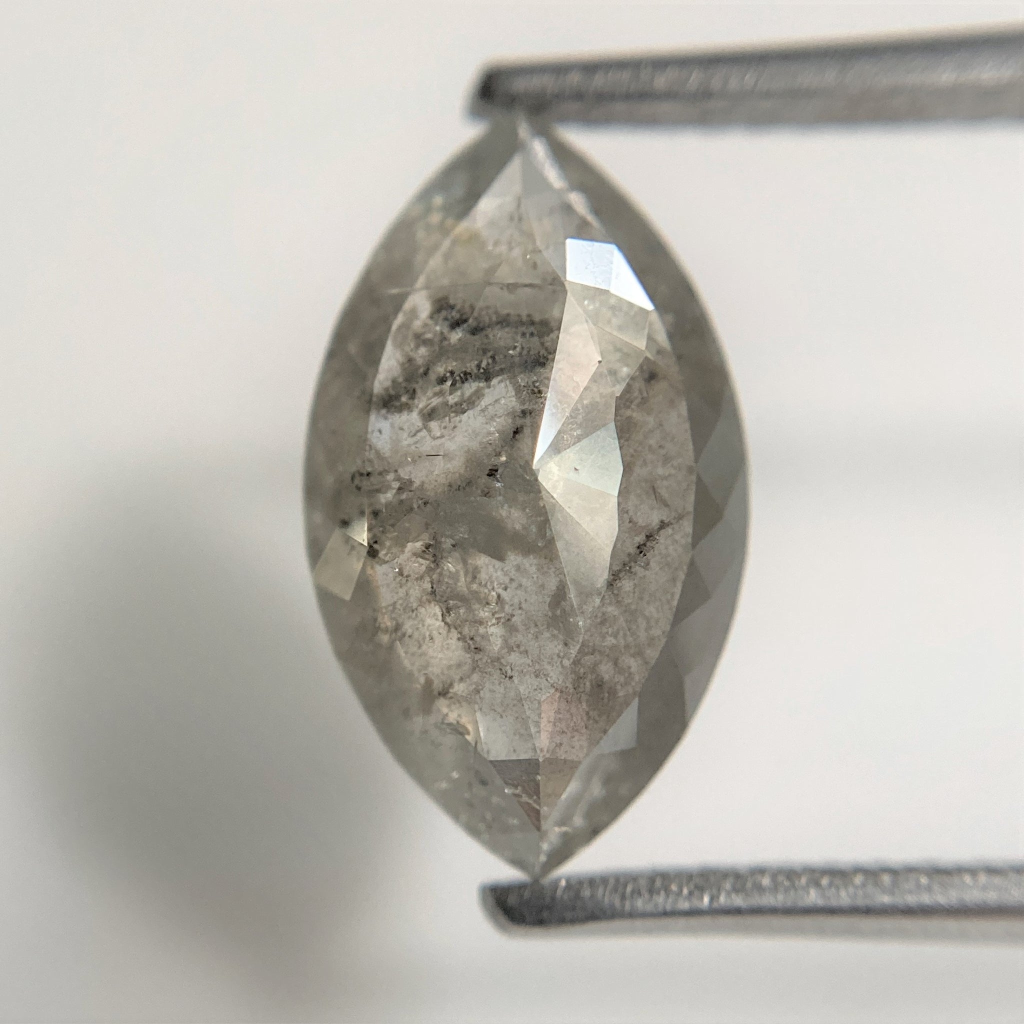 2.78 Ct Marquise Shape natural loose diamond, salt and pepper diamond 12.61 mm x 7.43 mm x 3.46 mm Rose-cut marquise natural diamond SJ90/49