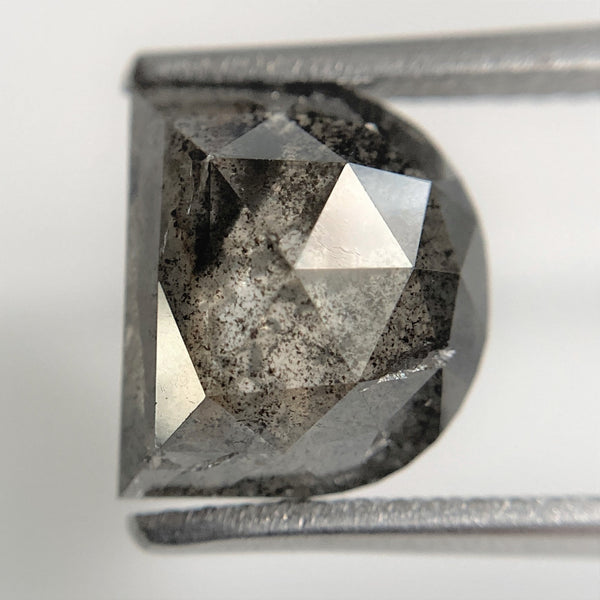 3.31 Ct Natural Loose Diamond Halfmoon Salt and Pepper 8.87 mm x 7.83 mm x 4.50 mm, D-Shape Rose Cut Natural Loose Diamond SJ90/51