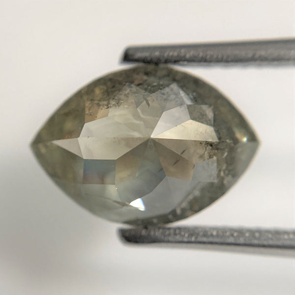 2.28 Ct Grey Marquise Shaped Natural Rose Cut Loose Diamond, 10.74 mm x 7.51 mm x 4.28 mm Fancy Gray Rose Cut Loose Diamond SJ90/52