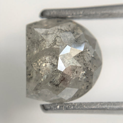 2.28 Ct Natural Loose Diamond Halfmoon Salt and Pepper 8.73 mm x 7.43 mm x 3.77 mm Flat-Base D-Shape Rose Cut Natural Loose Diamond SJ90/54